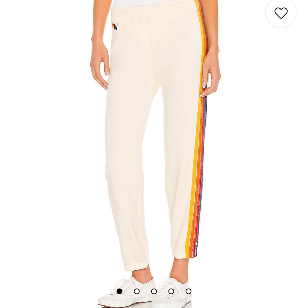 Aviator Nation 5 Stripe Sweatpant in Vintage White